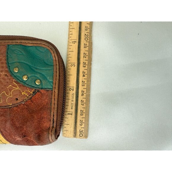 Fossil Genuine Leather Multicolor Patchwork Wristlet Purse Wallet w/ Zip Closure - Picture 11 of 11